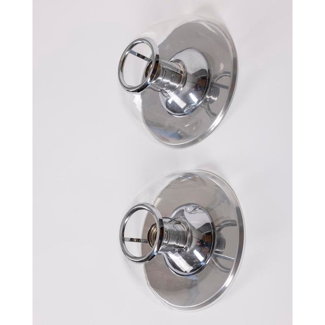 Vintage Italian Wall Lamps in Metal and Glass, 1980s, Set of 2 For Sale - Image 6 of 10