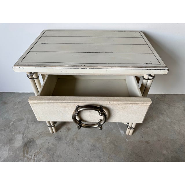 Mid-Century Modern Vintage One Drawer End Table / Nightstand With Oversized Ring Pull Handle For Sale - Image 3 of 11