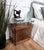 Very elegant and refined Italian 1950s Mid-Century Modern design, pair of bedside tables with double front door, glass top...