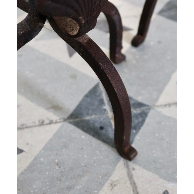 Vintage Metal and Cast Iron Andirons with Seashell Motif, 1950s, Set of 2 For Sale - Image 9 of 10