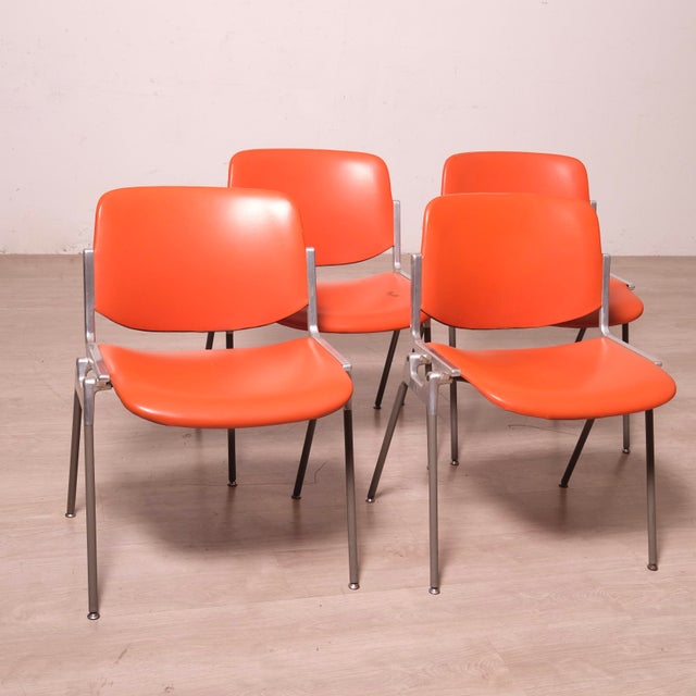 LDSC 106 Chairs in Leather by Giancarlo Pirretti for Jec Castelli, 1970s, Set of 4 For Sale - Image 12 of 18