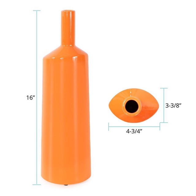 Orange Valencia Askewed Short Bottle Vase For Sale - Image 9 of 11