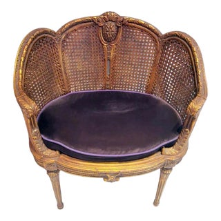 1950s Louis XVI Style Large French Chair Vienna Straw Seat and Back For Sale