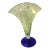 Blenko Art Glass Art Deco Fan Shape Two Tone Color of Deep Sapphire Blue & Light Green Vase For Sale