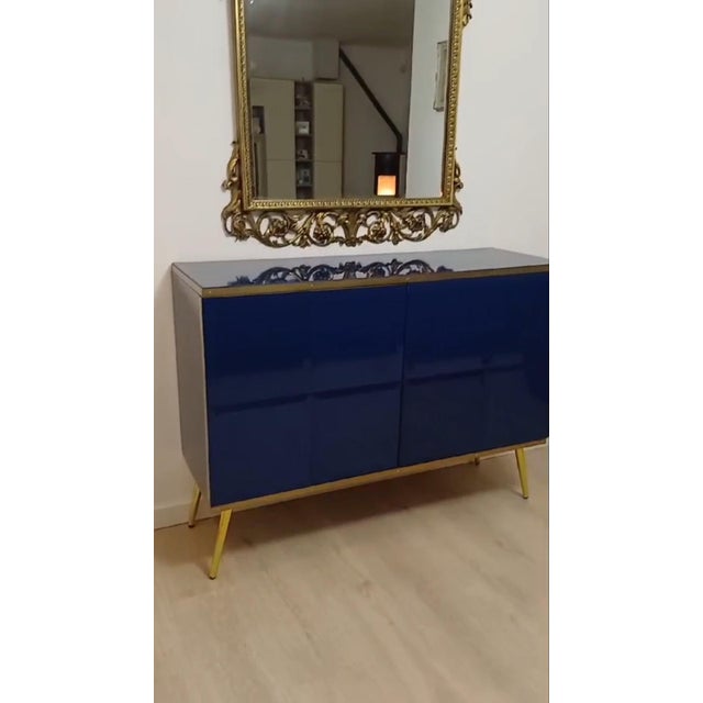 Sideboard in Sapphire Blue Glass and Brass from Justfurnituress SRL For Sale - Image 6 of 9