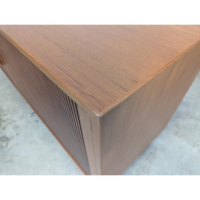1960s Danish Mid Century Modern Teak Tambour Door Credenza by Worts Mobler For Sale - Image 9 of 12