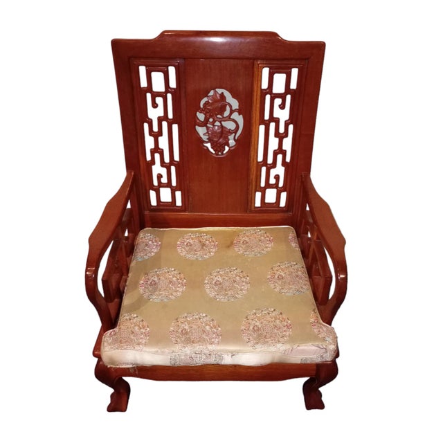Chinese Chinoiserie Chinese-Style Rosewood Lounge Chairs - a Pair For Sale - Image 3 of 5