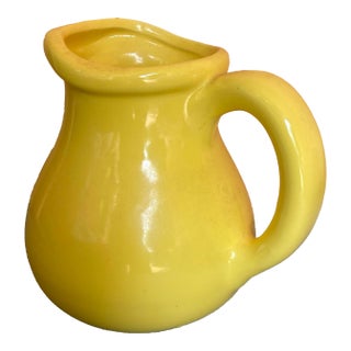 Vintage Authentic Glossy Yellow Stamped Ceramic Haeger Pitcher. For Sale