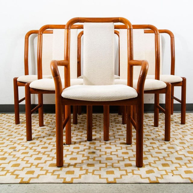 1960s Mid Century Modern Dining Chairs Set 6 Teak Benny Linden Captain 2 Armchairs MCM For Sale In Sacramento - Image 6 of 12