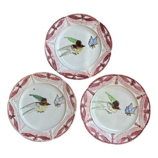 French Majolica Plates, S/3 For Sale
