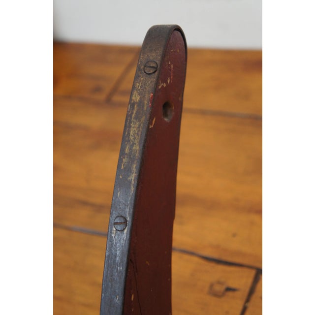 Antique Primitive Folk Art Red Painted Wood & Iron Childrens Sled Sleigh For Sale - Image 11 of 13