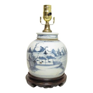Antique Chinese Porcelain Ginger Jar Lamp For Sale