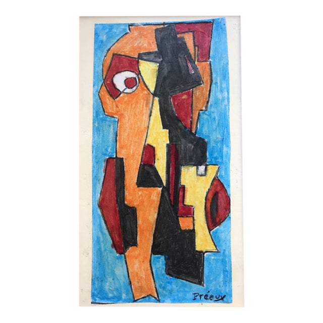 Raymond Preux known as the AGENT, Totem, Varnished Gouache For Sale