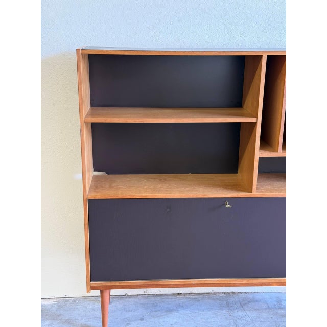 Mid Century Danish Modern Oak Secretary Bookcase by Domino Møbler – Vintage Scandinavian Storage Cabinet 1960s For Sale - Image 9 of 10
