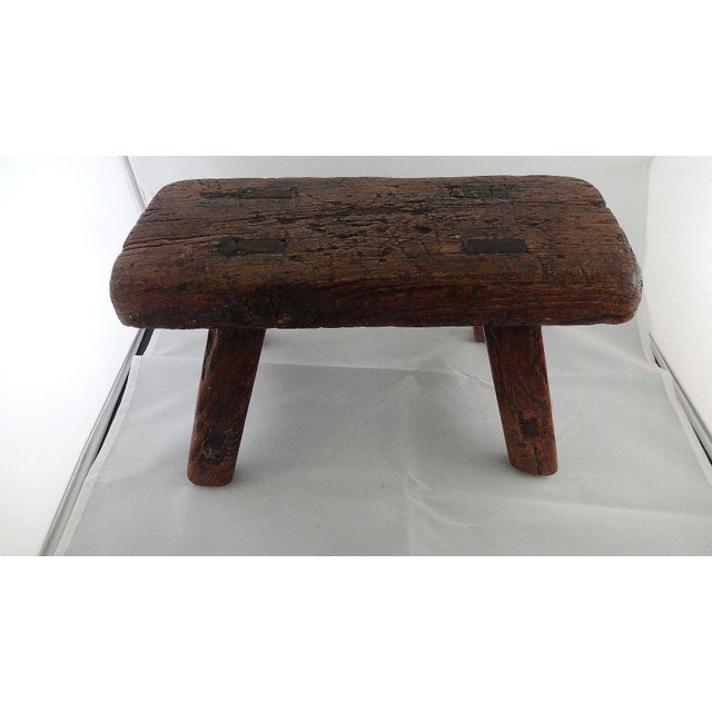 19th Century Primitive Wood Stool For Sale - Image 5 of 7