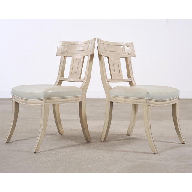 Set of Michael Taylor Neoclassical White Klismos Dining Chairs For Sale - Image 14 of 18