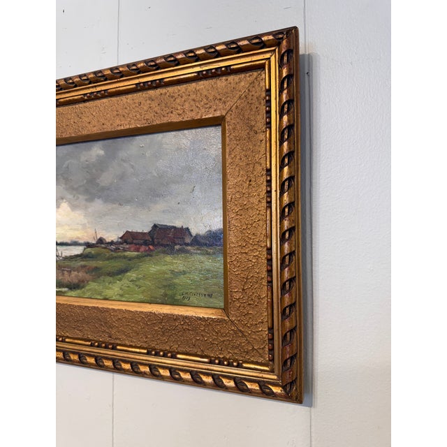 Karel Martin Claessens (1864-1938) - 1919 Oil A Break in the Clouds A textured coastal scene by the Belgian artist Karel...