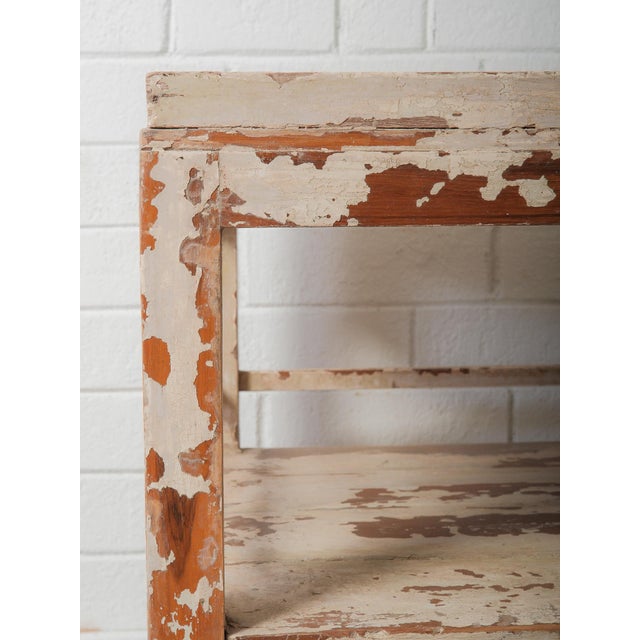 Late 20th Century Late 20th Century Painted Indian Wooden Shelving Table With Original Distressed Finish For Sale - Image 5 of 5