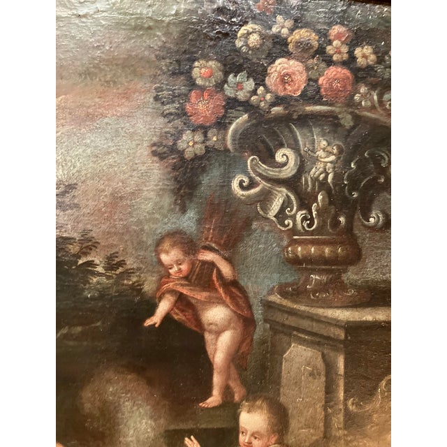 Italian School, 1600s, Allegory of Winter, Putti, Cherubs Still Life, 1800s, Oil on Canvas & Wood & Gold Leaf, Framed For Sale - Image 5 of 10