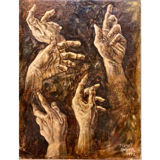 1950s Academic Realistic Study of Hands Oil Painting Signed Stuart Whyte, 1952 For Sale