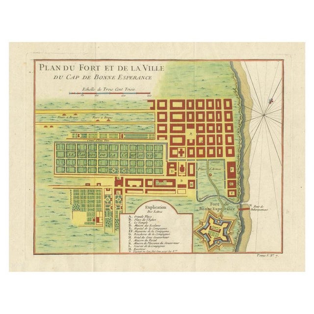 French Map of Cape of Good, Hope Fort and City Plan, 1765 For Sale - Image 9 of 9