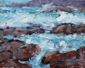 Pacific Coast Rocks - Expressionist Seascape Oil Painting