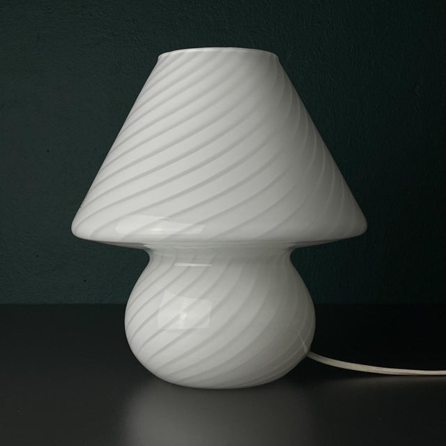 Mid-Century Modern Vintage Swirl Murano Glass Table Lamp Mushroom, Italy, 1970s For Sale - Image 3 of 15