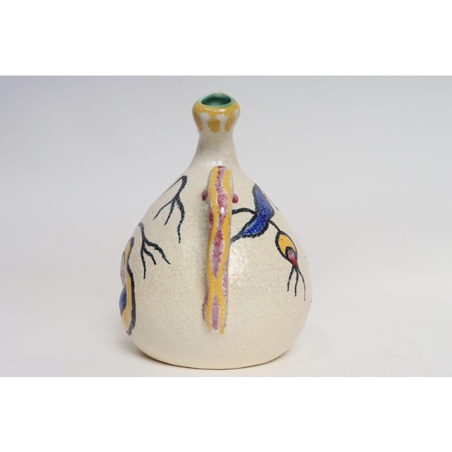 Cream 1940s Art Deco Zuid-Holland Gouda "Espera" Bulbous Matte Glaze Ceramic Pitcher For Sale - Image 8 of 17