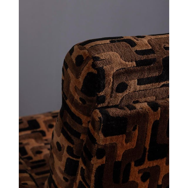 Brown Vintage Velvet Lounge Chairs, 1970s, Set of 2 For Sale - Image 8 of 12