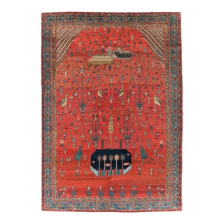 Early 20th Century Pictorial Bakshaish Animal Motif Rug For Sale