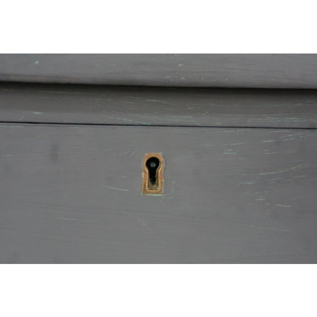 Late 19th Century Antique Late Victorian Panelled Oak Gray Blue Painted Chest of Drawers Boho Chic For Sale - Image 5 of 12