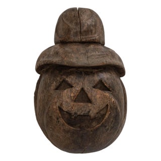 20th Century French Wooden Carved Pumpkin Wall Decoration For Sale
