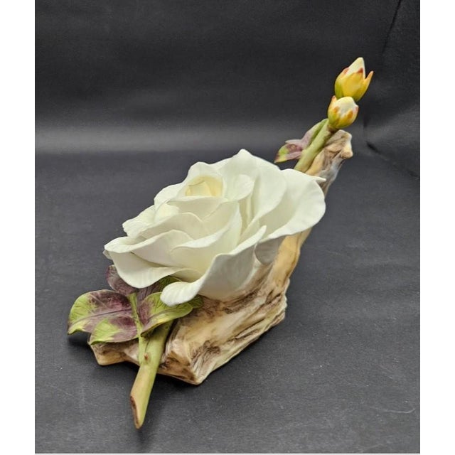 Vintage 1970s Towle Fine Bone China White Rose Natural World Display Sculpture For Sale In Monterey, CA - Image 6 of 8