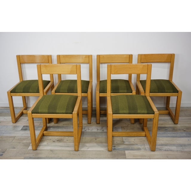 Wood and Fabric Dining Chairs, 1960s, Set of 6 For Sale - Image 12 of 12