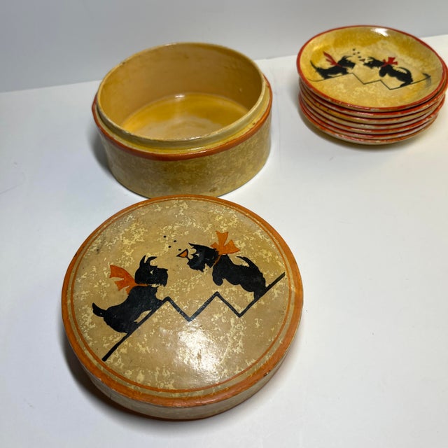 Vintage Jerywil Brand Scottie Dog Coaster Set/7 For Sale In New York - Image 6 of 8