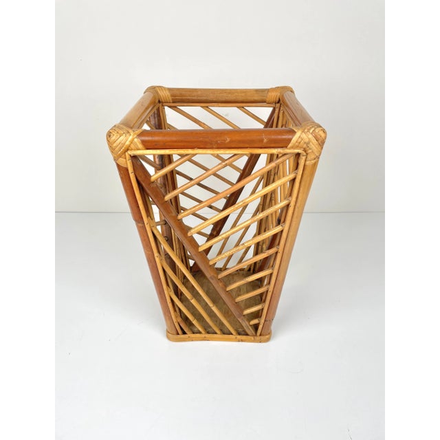 Mid-Century Modern Bamboo & Rattan Umbrella Stand, Italy, 1960s For Sale - Image 3 of 16