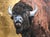 Bison on Gold by Corina St. Martin | 24k Gold and Acrylics on panel Bison head against a gold background For Sale