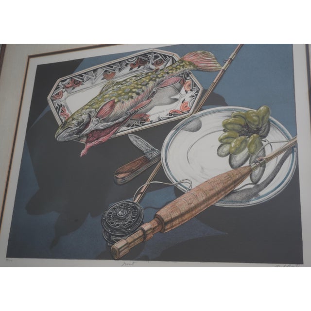 Jack Beal Framed Still Life of Fish & Rod Lithograph Signed & Numbered For Sale - Image 4 of 12