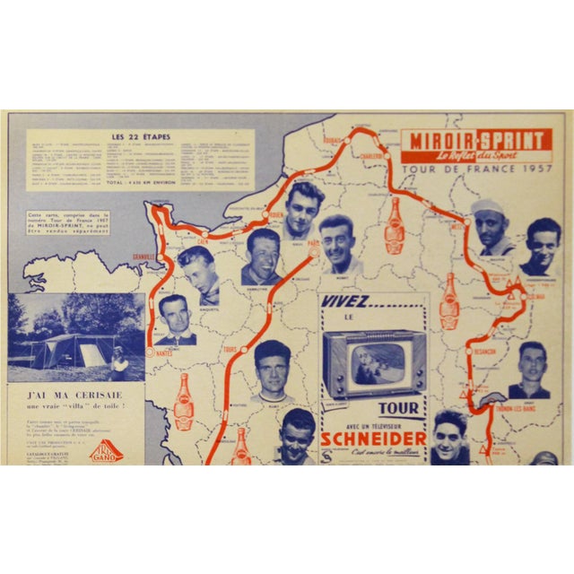 Date: 1957 Size: 19 x 24 inches The Tour de France is an annual multiple stage bicycle race primarily held in France....