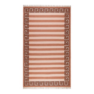 Part & Parcel Goods Wool Stripe Rug, 2’6” x 12', Bisque, Topaz and Chocolate For Sale
