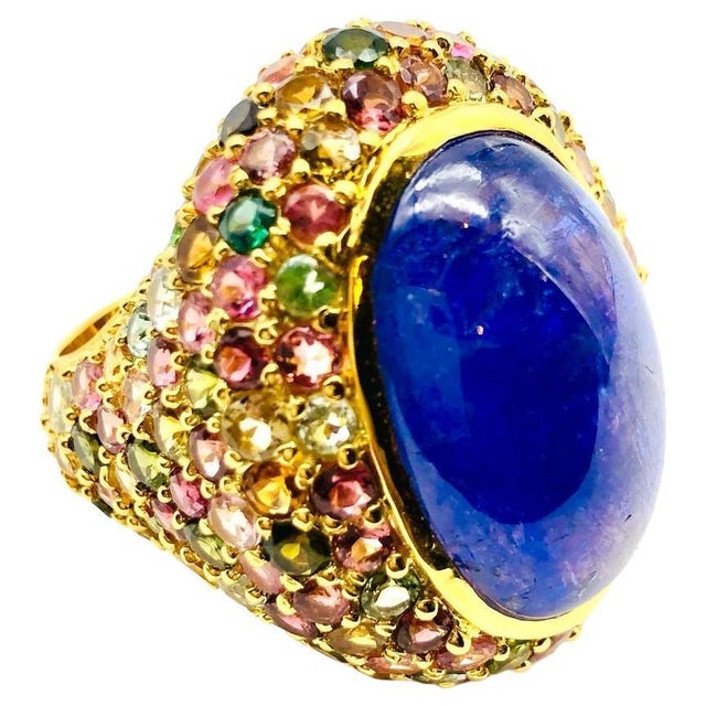 Bochic "Orient" Vintage Sapphire & Multi Gem Ring Set In 18K Yellow Gold & Silver For Sale - Image 15 of 18