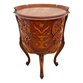 Vintage French Bombe Bedside Cabinet Nightstand Drum Table Concealed Drawers For Sale