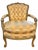 Louis XV–Style Gold Tufted Armchair With Coordinating Damask Fringed Footstool For Sale - Image 9 of 13