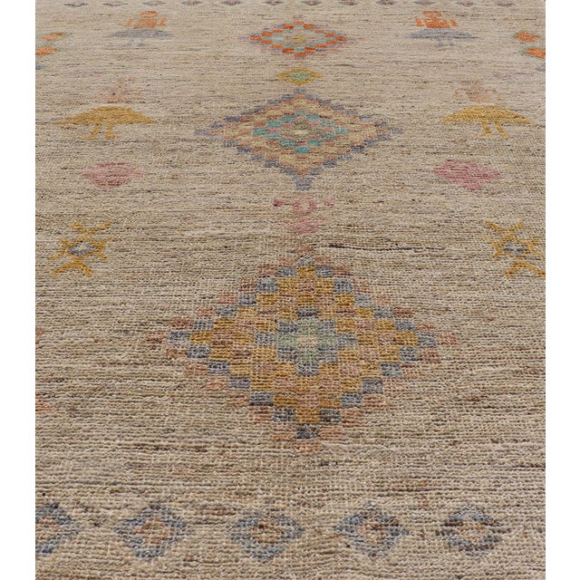 Tribal Modern Casual Afghan Wool Tribal Rug With Sub-Geometric Design 4'9 X 5'6 For Sale - Image 3 of 12