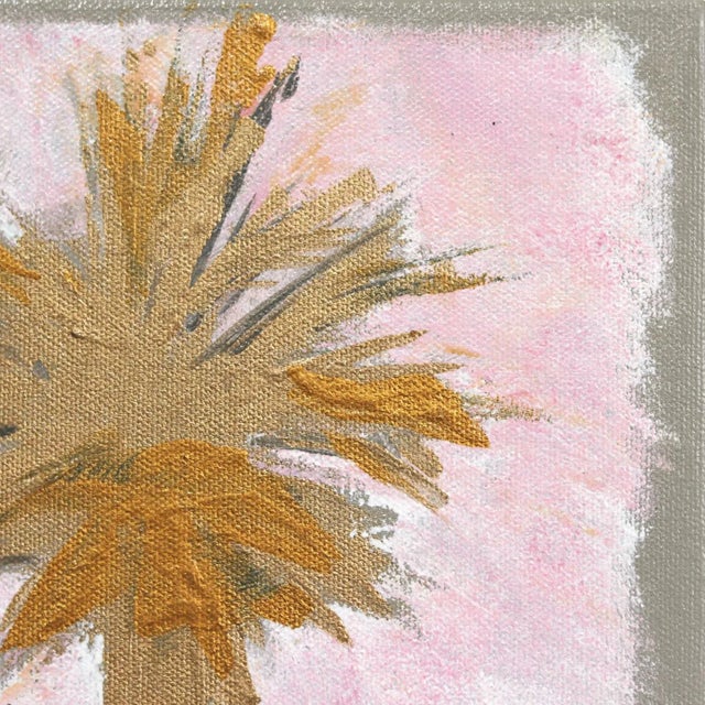 2020s The Palm Is Soft - Gold Palm Tree on Soft Pink Sky Background - Original Artwork by Kathleen Keifer For Sale - Image 5 of 9