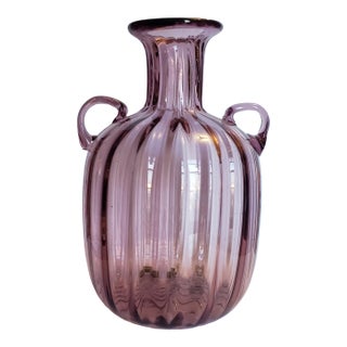 1920s Attr Vittorio Zecchin Small Soffiato Glass Vase Amethyst For Sale