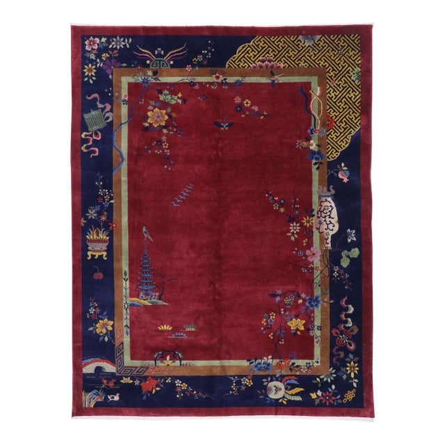 Antique Chinese Art Deco Rug - 08'10 x 11'06 For Sale