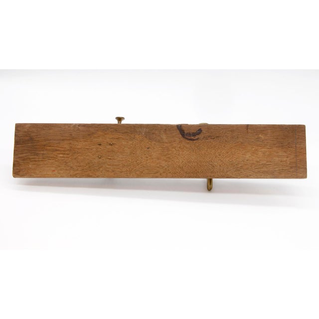 European Vintage Brass Hook Rack on Wooden Plank For Sale - Image 10 of 10