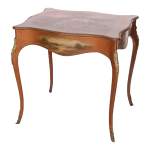 Antique Vernis Martin Paint Decorated Parlor Table With Bronze Ormolu Mounts Circa 1900