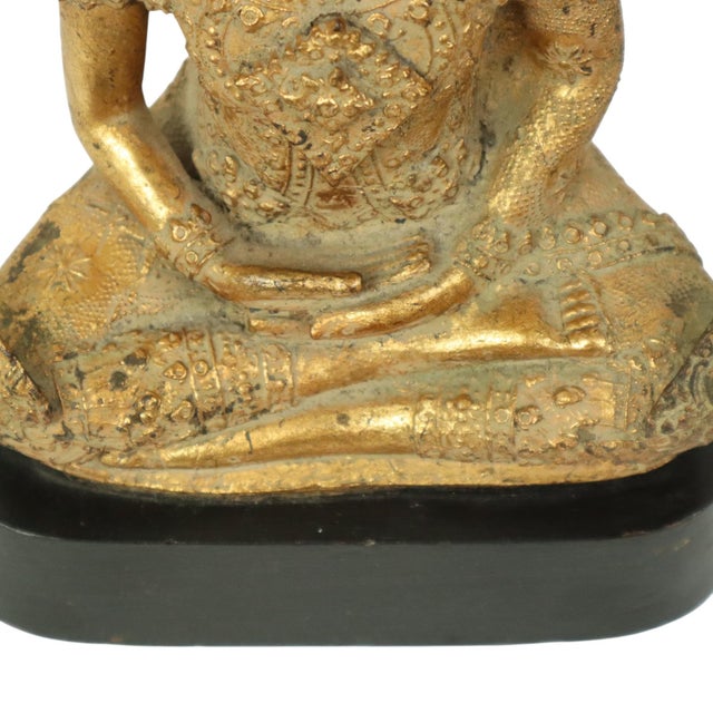 Gilded Bronze Buddha on Wooden Base, Thailand For Sale - Image 9 of 14